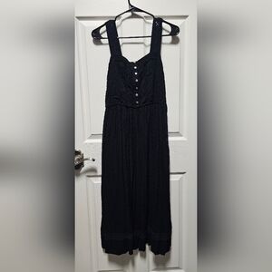 LOFT Black Sleeveless Eyelet Midi Dress - Size 4